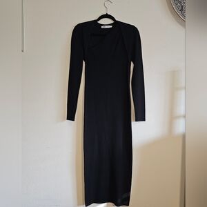 Zara Asy.V Neck Bodycon Blk Dress-M-New